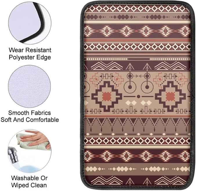 Coldinair Aztec Western Culture Universal Car Center Console Pad Soft Armrest Protector Cover Fit for Most Vehicle,SUV,Truck,Car Interior Accessories Decor