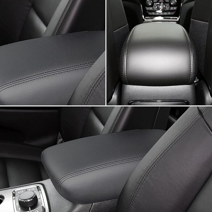 INTGET Car Center Console Armrest Cover for 2011-2020 2021 Jeep Grand Cherokee Accessories Arm Rest Box Pad Console Lid Protection Saver for Grand Cherokee Console Cover(Black)