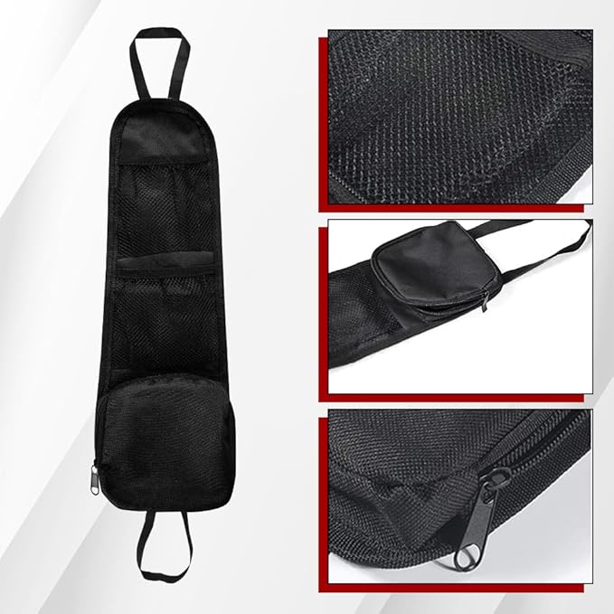 Car Seat Side Organizer, Seat Side Storage Pocket, Multifunctional Mesh Net Pocket, Car Multi-Pockets Backseat Organizer Side Hanging Bag for Storage Coins, Cell Phones, Glasses (Black, 1PCS)