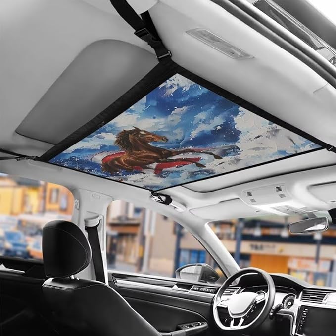 Car Roof Storage Bag Horse USA Flag Car Seat Back Hanging Bag All Car Storage Organizers One-Size-Fits Tidy Pouch Pocket Storage for Small Items