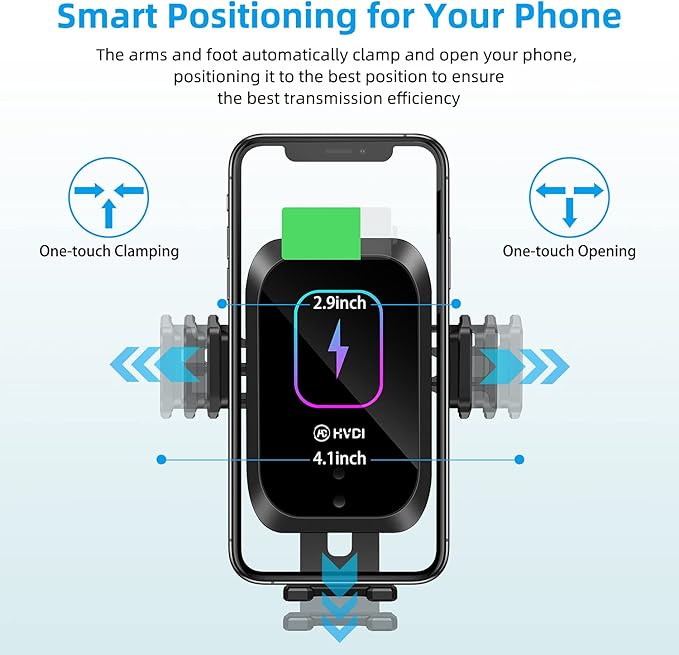 Piosoo Wireless Car Charger-Cup Holder Phone Mount,Automatic Infrared Smart Sensor Clamping Qi 15W Fast Universal Adjustable Cell Phone Wireless Charging Air Vent Cradle