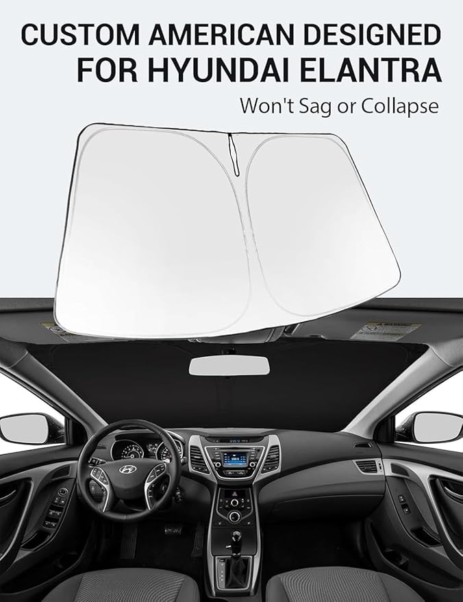 Proadsy 2026 Upgrade Front Windshield Sun Shade Foldable Sunshade Protector Custom Fit 2011-2016 Elantra Accessories