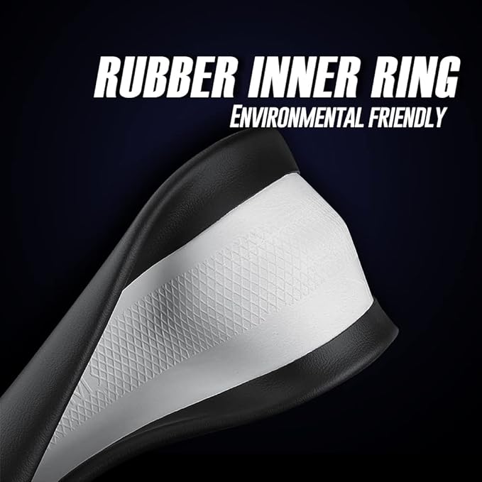LKWLIKEI Nappa Leather D Shape car Steering Wheel Cover, Non-Slip, Breathable，Universal 15 inch.（D Shape Black）