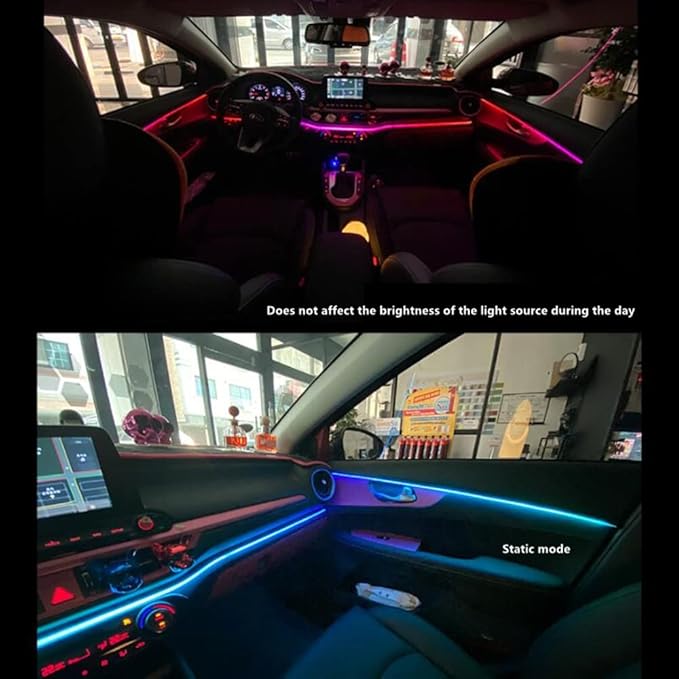 Car Interior led Ambient Lighting, Symphony RGB Car LED Strip Light, 6 in 1 with 204 inches Acrylic Fiber Optic, Multicolor Ambient Lighting Kits, Music Sync Rhythm,Sound Active Function