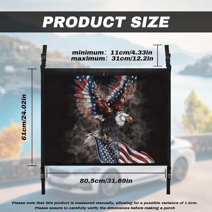 Eagle USA Flag Car Roof Storage Bag Car Seat Back Hanging Bag Multi-Purpose Car Bag Storage Box Organizer Pouch Pocket Inner Car Accessories Compatible with Most Vehicles