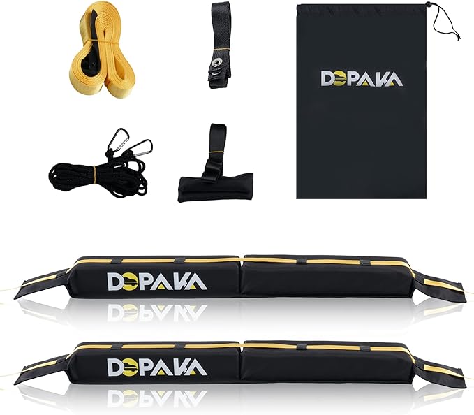 Kayak Roof Racks,Soft Roof Rack Pads,Universal Car Roof Rack for Surfboard/Ski/Kayak Paddle Board/Luggage Carrier System Include 2 Tie Down Straps,2 Tie Down Rope,2 Quick Loop Strap,and Storage Bag