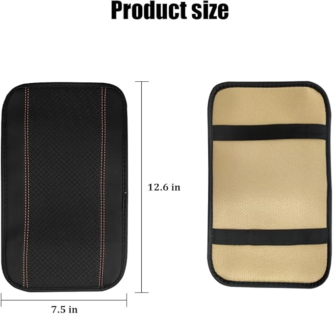 Car Center Console Cover, PU Leather Vehicle Armrest Seat Box Cover Protector, Comfortable Automotive Interior Arm Rest Cushion Pad Accessories, Universal for SUV Sedan Truck (Black/Orange)