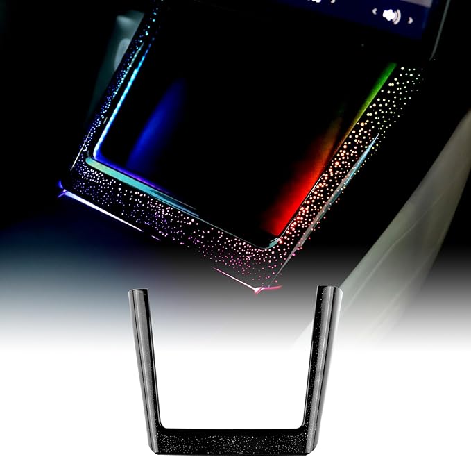 Ambient Lighting Wireless Charging Frame for 2025-2026 Tesla Model Y (Includes Juniper) 2024-2026 Tesla Model 3 PC Stylish Decorative Accessories (Little Starry Sky, Glossy Black)