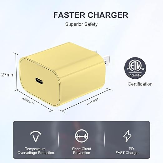 iPhone Fast Charger, Type C Wall Charger Block Plug and 10ft USB C to Lightning Charging Cable Cord Long, Power Adapter Cube Brick Box for Apple iPhone 14 Pro Max/14 Plus/14/13/12 Mini/11/XS Max/XR/X
