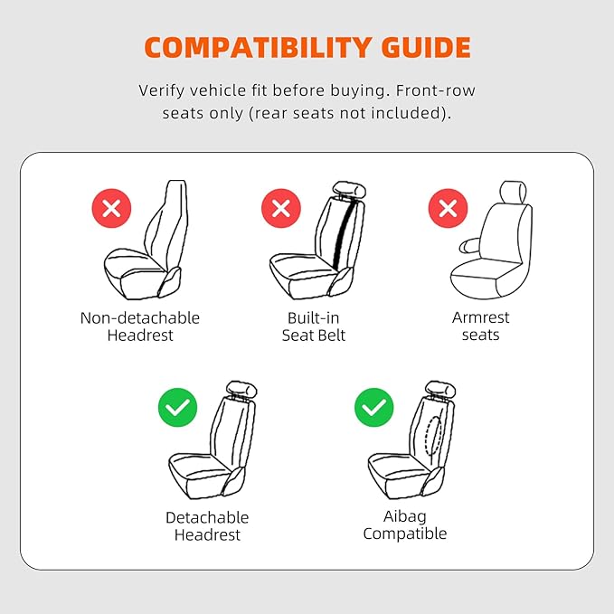 KEYOOG Universal 2-Seater Waterproof Breathable Nappa Leather Car Seat Covers Full Set, Compatible with Honda Civic, Toyota Camry Corolla, Nissan Rogue Sentra, Fit for Front Seats Most Sedans SUV