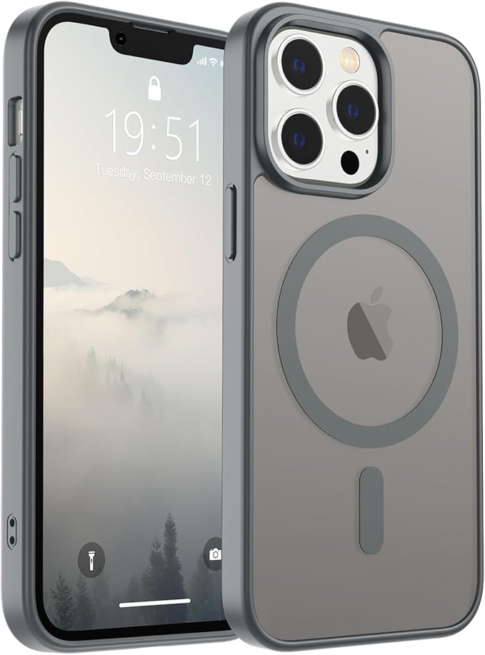 SUPFINE Magnetic for iPhone 12 Pro Max Case (Compatible with MagSafe) (Military Grade Drop Protection) Slim Translucent Matte Shockproof with Anti-Fingerprint Phone Case,Gray