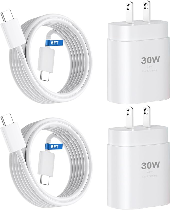 Phone 17 16 15 Charger Fast Charging,30W USB C Phone 17 16 15 Pro Max Charger Block & 8FT Long Type C Cable Cord for i.Phone 17/Air/17 Pro/17 Pro Max/16/16 Pro/16 Pro Max/15/15 Pro Max,White