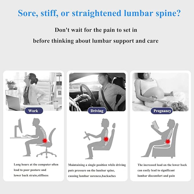 Lumbar Support Pillow for Sleeping,Premium Memory Foam Lower Back Pain Relief Bed Rest Support Pillows for Car Bed,Couch,Waist Support Care Cushion,Sleep Lumbar Pillow (Light Grey)
