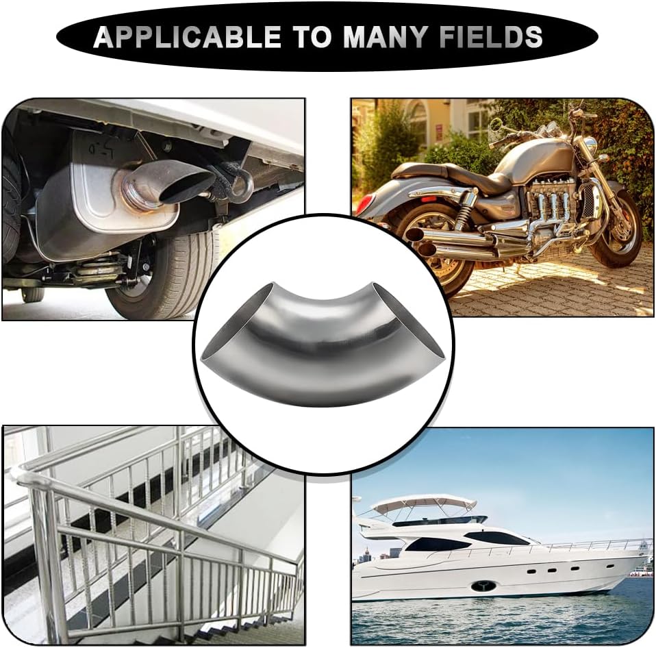 Cotonake OD 5 Inch 90 Degree SS304 Stainless Steel Bend Tube Exhaust Elbow Pipe for Car Modified Exhaust System 5" Piping Silver Tone，Stair Handrail (1pcs)