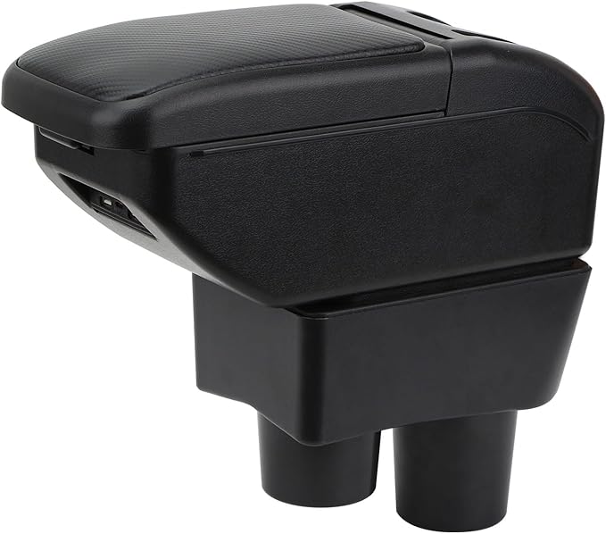 AULPHIKE Compatible with Nissan Versa Armrest 2012-2019 Car Center Console Organizer Armrests Double Layer Storage with USB Ports（Carbon Fiber Style）