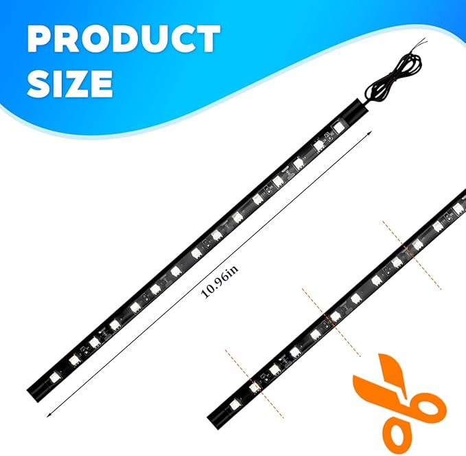 Motorcycle RGB LED Light Kit, 6PCS DC 12V Waterproof Motorbike Underglow Strip Lights Kit, Golf Cart Exterior Ground Effect Atmosphere Lamp, Universal for SUV RV Truck (White)