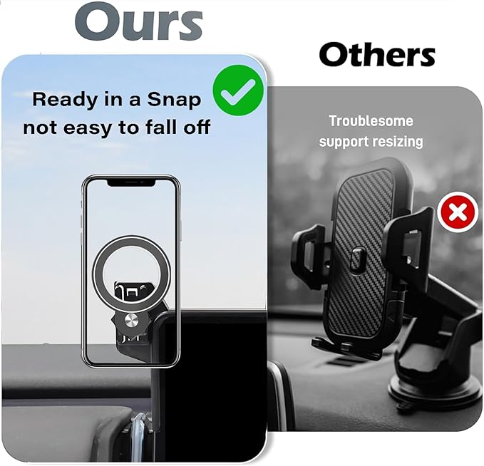 Car Phone Holder for 2025 2026 Volvo EX30 Accessories Apply to 12.3 Inch Touch Screen Fixed Clip Magnetic Cell Phone Mount Hands-Free 360 Degree Rotation