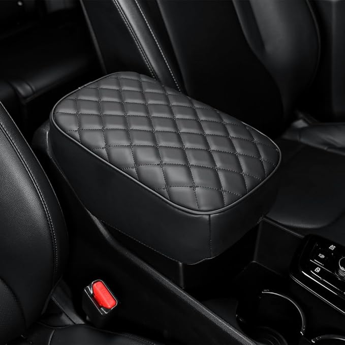 Car Armrest Cushion Cover Compatible with Kia Sportage 2023 2024 2025 2026 Accessories, Leather Center Console Armrest Pad(Black)