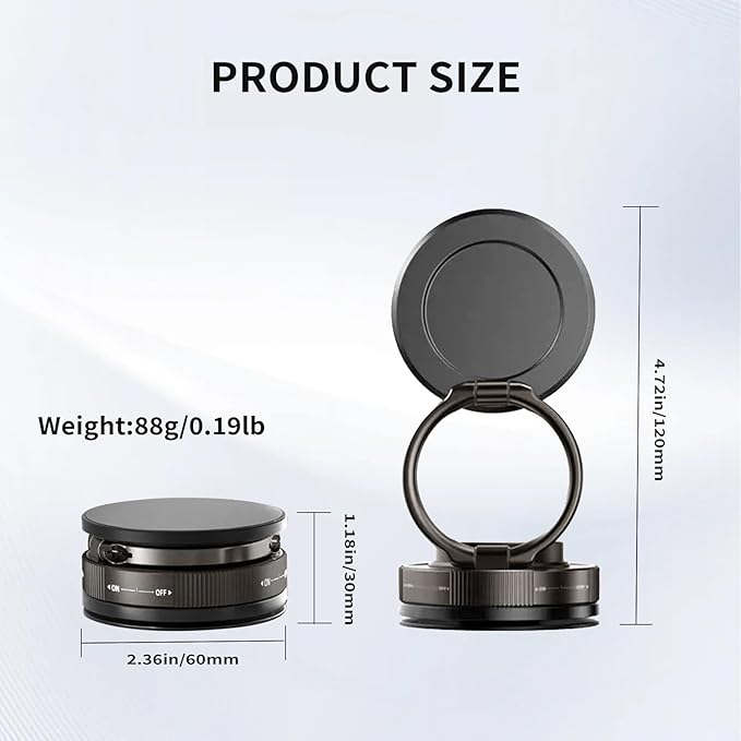2025 Upgraded Vacuum Magnetic Car Phone Holder 360° Rotation Foldable Suction Cup Mount for MagSafe Cell Phone Holders for Your Car/Gym for iPhone & Android