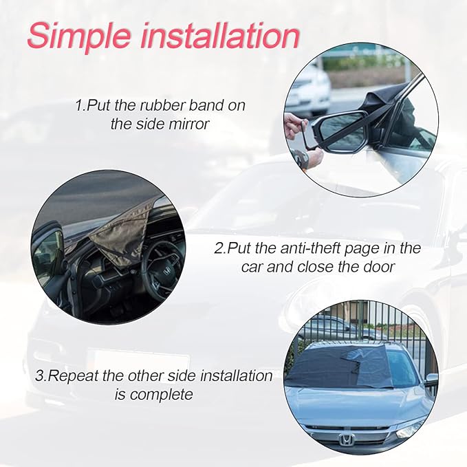 LoyaForba Car Magnetic Windshield Snow Cover for Ice, All Weather Application Windshield Cover, Snow and Wiper Protector for Most Cars, SUVs, Vans, Winter Car Front Window Accessories