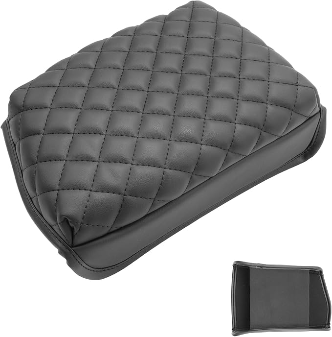 SXCY for 2024 2025 2026 VW Taos Armrest Cover for Volkswagen Taos 2024 2025 2026 Accessories 2022 2023 2024 2025 2026 Taos Center Console Cover 2024-2026 Taos Middle Console Cover (Black Leather Pad)