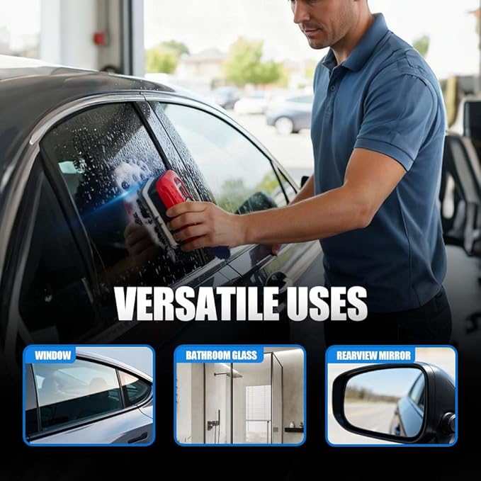 Automotive Oil Film Cleaning Brush, 2025 Upgraded Car Windshield Glass Cleaner for Car Windows, Glass Oil Film Remover Cleaning Board, Anti-Rain Fog, Improves Clarity (2 Set)