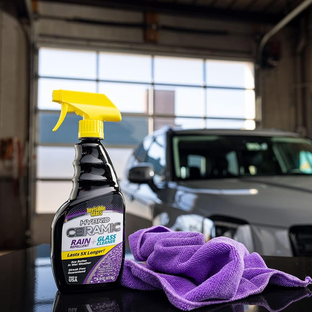 Invisible Glass 92183-2PK Hybrid Ceramic Rain Repellent and Glass Cleaner Cleans and Protects Car Windows and Windshields with Long-Lasting Water-Repellent Si02 Technology, 16 Fl Oz, Pack of 2