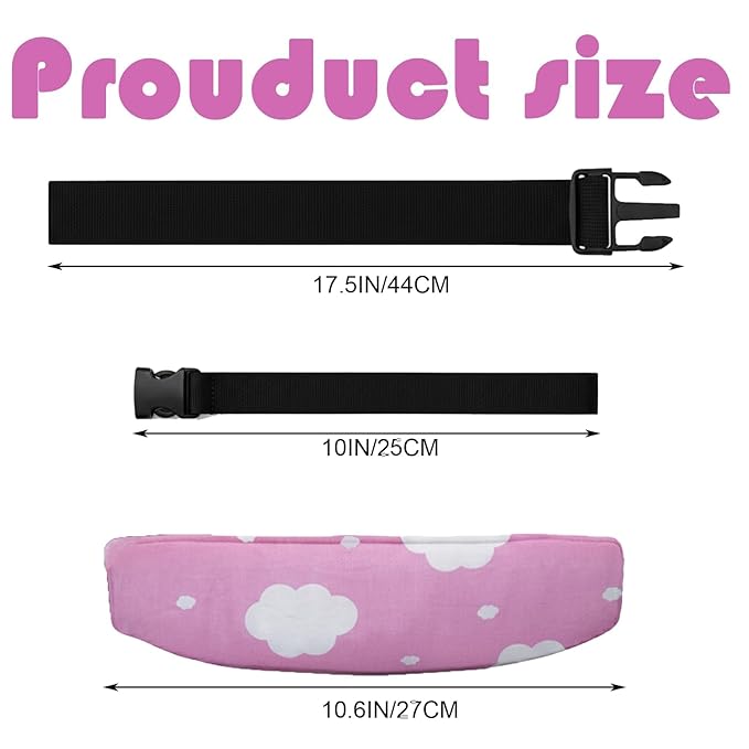 3 Pcs Baby Carseat Head Support,Car seat Straps Pillow Support Ban,Stroller Neck Relief Strap Headrest,Slumber Sling Sleep Positioner for Toddler Infants Child Children Kids(Stars, Owls, Clouds)