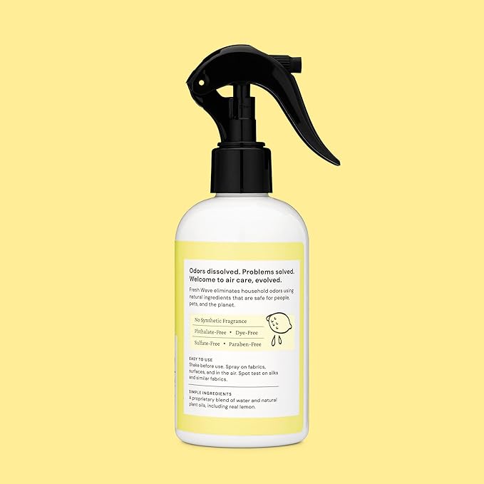 Fresh Wave Lemon Odor Eliminator Spray & Air Freshener, 8 fl. oz. | Odor Absorbers for Home | Safer Odor Relief | Natural Plant-Based Odor Eliminator | For Furniture, Fabrics & Trash