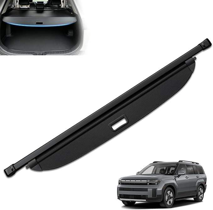 MIALUTY® Cargo Cover for 2024 2025 2026 Hyundai Santa Fe Retractable Trunk Cover Santa Fe Accessories Anti-Peeping Anti-Theft Privacy Screen,Trunk Luggage Shield Shade Carbon Fiber Texture