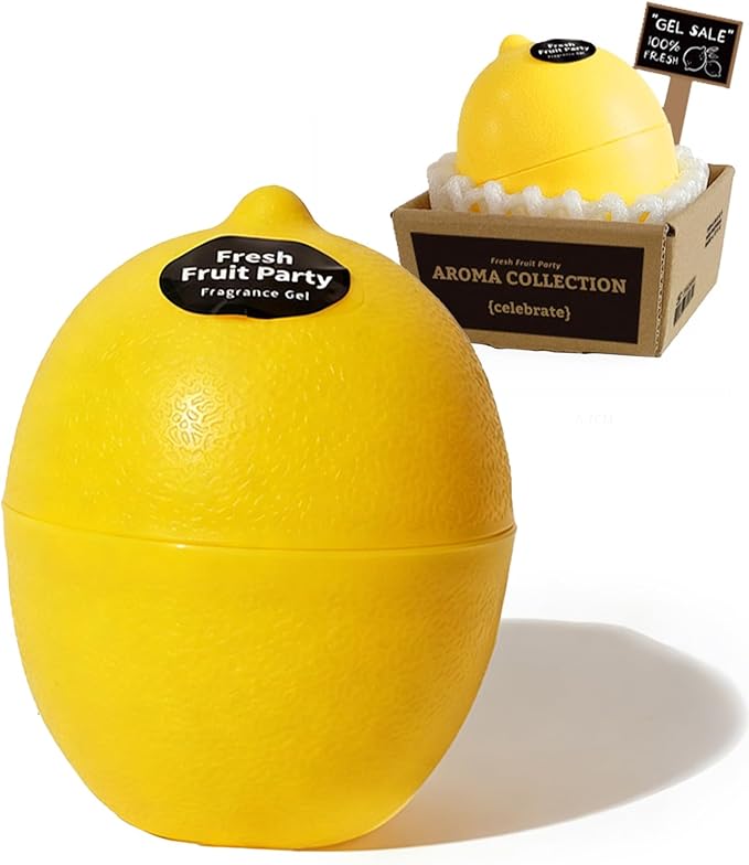 Banami Lemon Shape Air Freshener Gel, Decorative Odor Eliminator for Home, Car, RV, Bathroom, Pet Areas (Lemon)