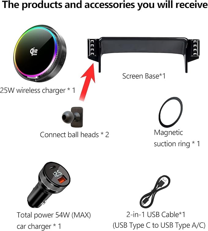 Qi2.2 25W Magnetic Car Mount Charger for Honda HR-V HRV 2023-2026 / CR-V CRV 2023 2024 2025 2026 Accessories, for Fast Charging Cell Phone Holder 7/9 Inch Screen Fixed Clip with Cooling Fan