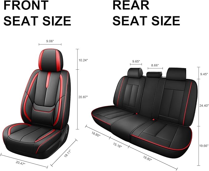 Fit for 98% of Mercedes Benz Car Seat Covers, Premium Nappa Leather Seat Cover, Fully Wrapped Protect Modern Style Seat Cover (5-Seat Standard, Black & Red)