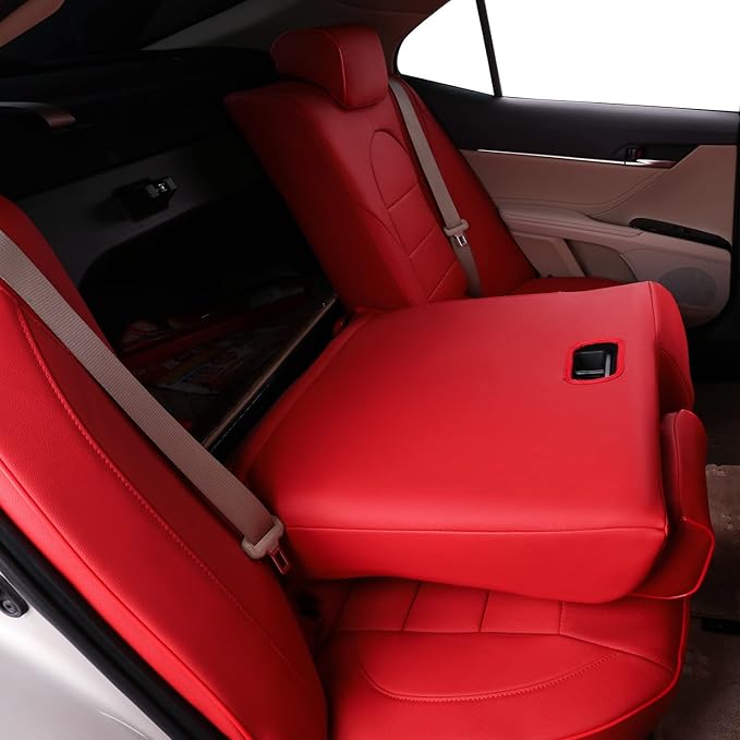 EKR Camry Seat Covers for Toyota Camry SE,LE 2025 2026 Waterproof Leather Car Seat Cover Full Set for Trucks SUV-Faux Leather (Red)