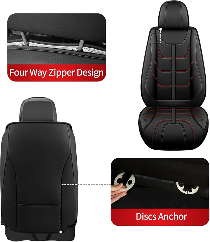 TTX LIGHTING Car Seat Covers fit for Mazda 6 2010-2021 Full Set: Premium Leather Automotive Seat Cover with Airbag Compatible Waterproof (5 Seats, Redline)