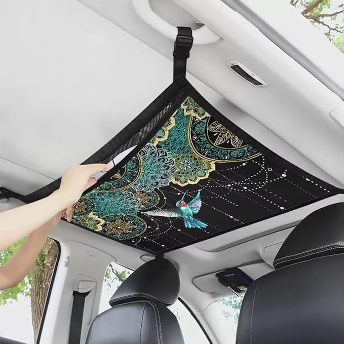 Blue Hummingbird Car Roof Storage Bag Car Roof Seat Organizer Multi-Purpose Car Bag Storage Box Organizer Pouch Pocket One Size Car Travel Accessories Suitable for Cars, SUVs