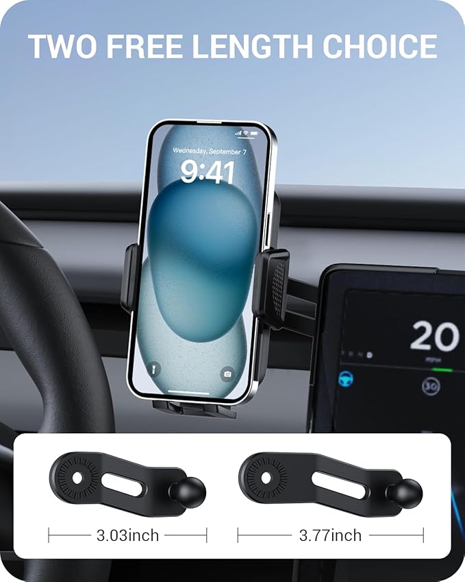 BASENOR 2025 2026 Tesla Model Y 3 Phone Mount Holder Strong Adhesion 360° Adjustable Cell Phone Holder Stand Tesla Model Y Juniper Tesla Model 3 Highland Interior Accessories Fit for iPhone & Android
