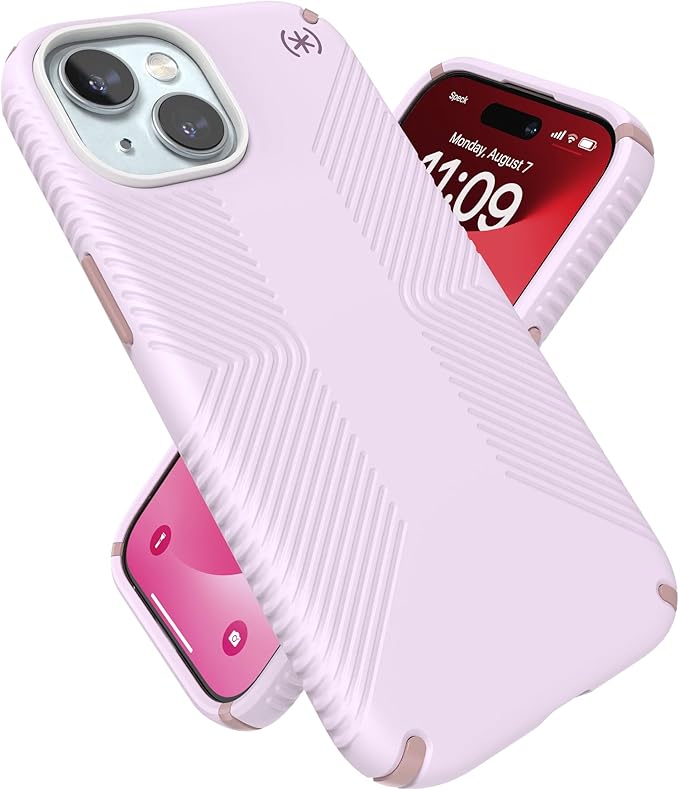 Speck Presidio2 Grip Soft Pink iPhone 15 Case - MagSafe Compatible with iPhone 14 & 13 - Slim 6.1 inch Case