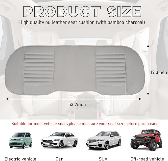 Car Back Seat Cover, Breathable PU Leather Rear Seat Cushion Protector with Storage Bag, Rear Bench Cover Pad Fits for 95% Vehicle, Universal Interior Car Accessories (Beige, Rear)