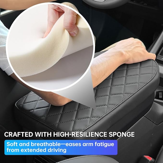 RAV4 Center Console Cover/Pad Fit 2019-2023 2024 2025,Faux Leather Toyota RAV4 Armrest mat,Posture Improving Support Cushion,Protector Console,Waterproof, Wear-Resistant,Flame-Retardant