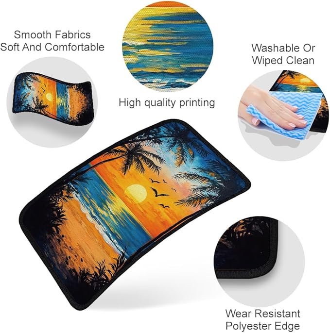 1pc Center Console Armrest Cover Pad 12.6x7.5 inch Palm Tree with Sunset Neoprene Car Armrest Cushion Waterproof Armrests Seat Box Cover Protector for Universal Cars Vehicles SUVs