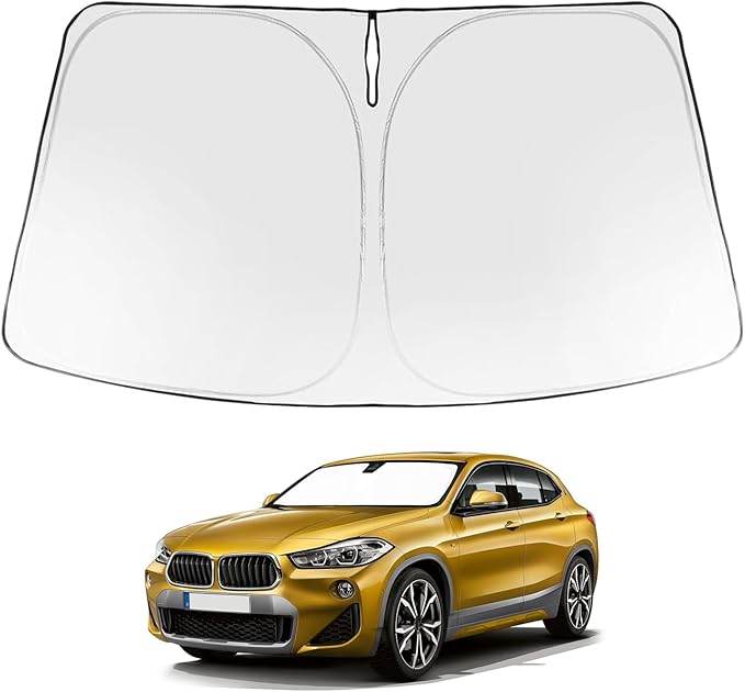 Proadsy 2026 Upgrade Windshield Sun Shade Custom Fit 2018-2023 BMW X2 F39 Foldable Front Sunshade Protector Sun Visor Blocks UV Rays Keep Car Cooler