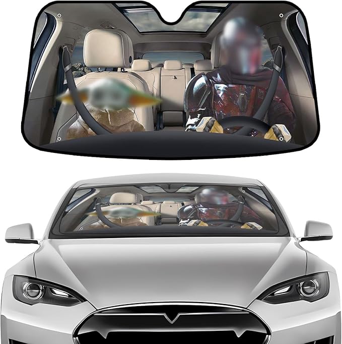 GENANY Windshield Sun Shade for Electric Vehicle (59x37 inches), Sun Shade Windshield, Shades for Front Windows, Sunshade for Car Windshield, Xmas Auto Gift, Car Decor