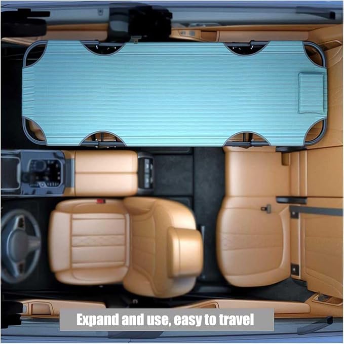 Car Travel Bed, Non-Inflatable Cushion, Universal Car Travel Bed for Rear Seat, Folding Camping Cot for Co-Pilot, Office, and Outdoor Camping Use (Blue)