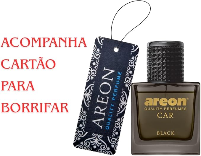 AREON Car Perfume 1.7 Fl Oz. (50ml) Glass Bottle Cologne Air Freshener for Cars, BLACK