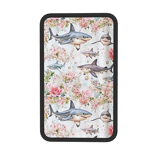 Sharks Sea Life with Pink Car Auto Armrest Cushion Cover Accessories Center Console Seat Box Pad Protector Universal Decoration for Most Vehicle SUV Truck