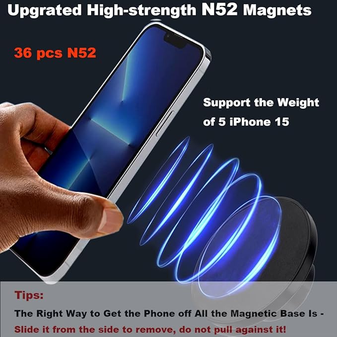 Magnetic Phone Mount Base for MagSafe 17mm (0.67") Ball Socket, Phone Car Mount Accessory