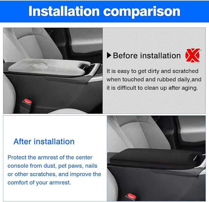 Autorder Center Console Cover for 2023 2024 2025 Toyota bZ4X /Subaru Solterra Accessories Armrest Cover Anti-Scratch Middle Console Pad Leather Armrest Protector