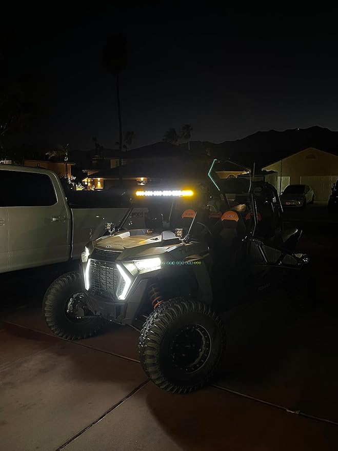 Willpower 44 inch LED Light Bar Single Row White Amber Dual Color 240W Off Road Light Bar Spot Flood Combo LED Work Light Truck UTV 4x4 Cars SUVs ATVs Boats Fog Driving Light with Wiring Harness kit