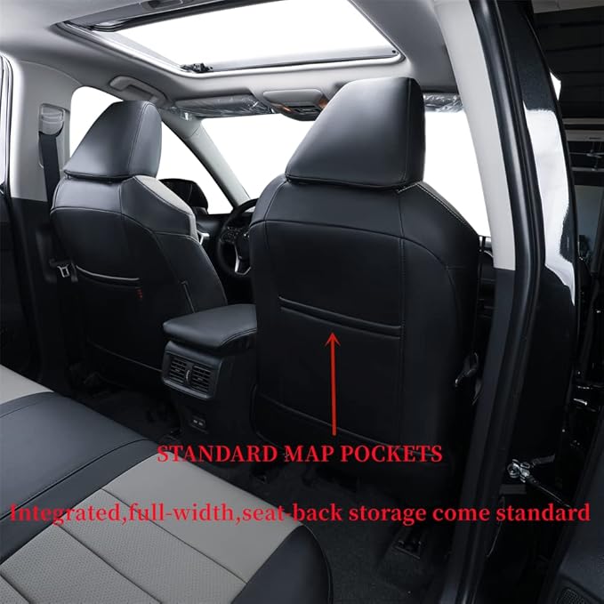 coverdream Custom Seat Covers Compatible with Select Toyota RAV4 LE 2013 2014 2015 2016 2017 2018 Models - Leatherette (Black/Gray,Full Set)